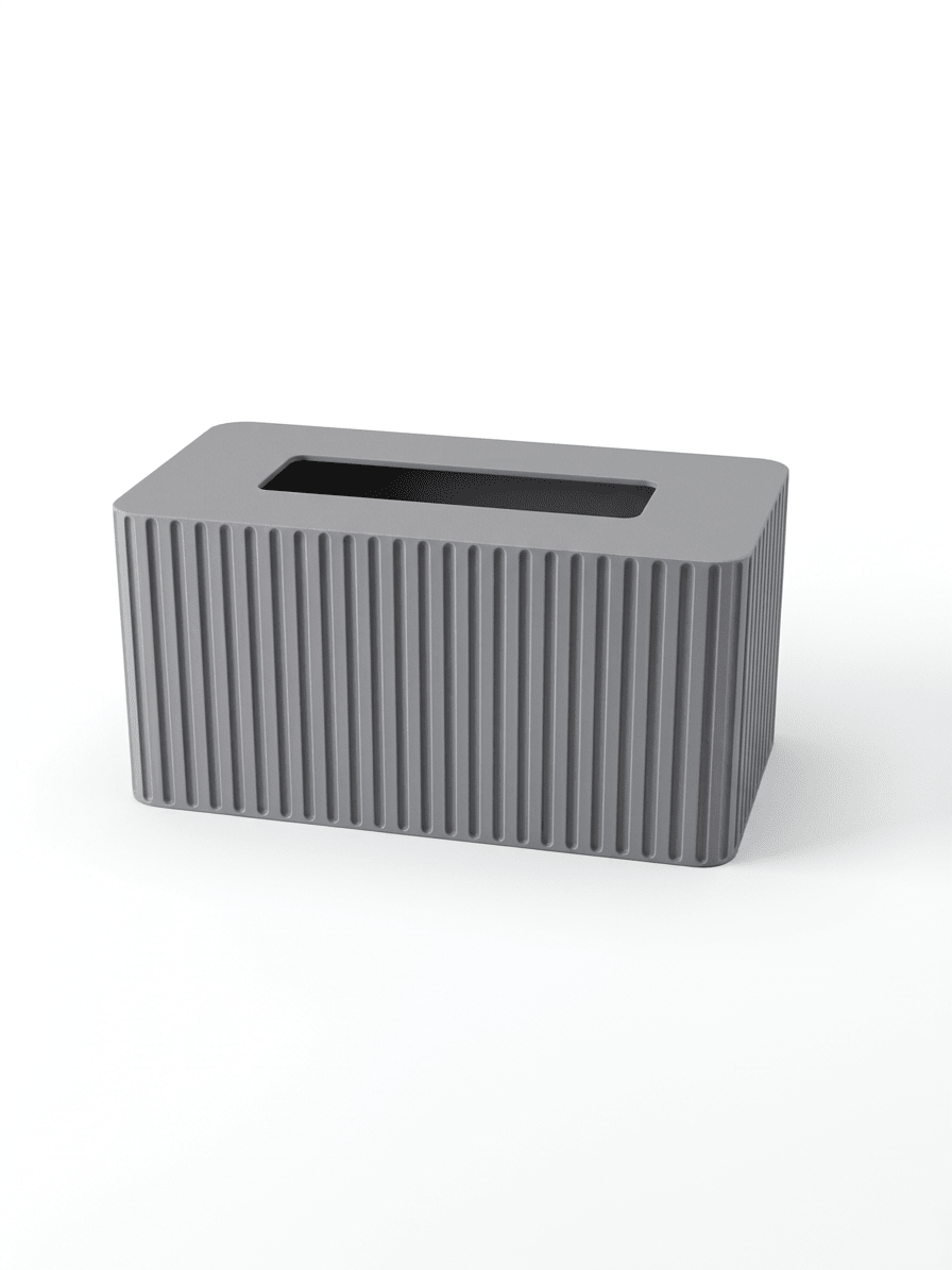 Lifestyle shot of the large MIDTWENTY fluted tissue box cover in a styled room