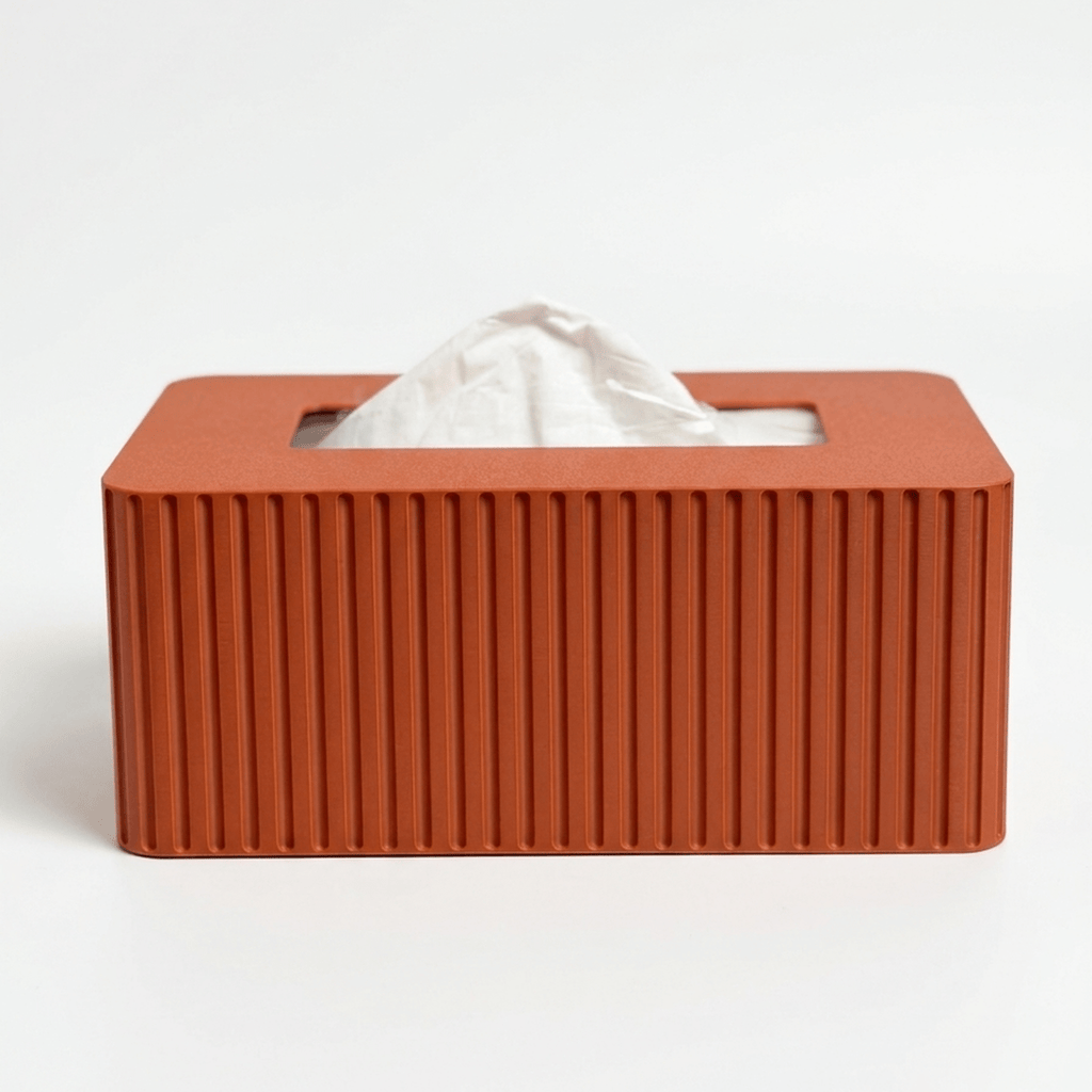 Standard fluted Kleenex box cover styled on a nightstand