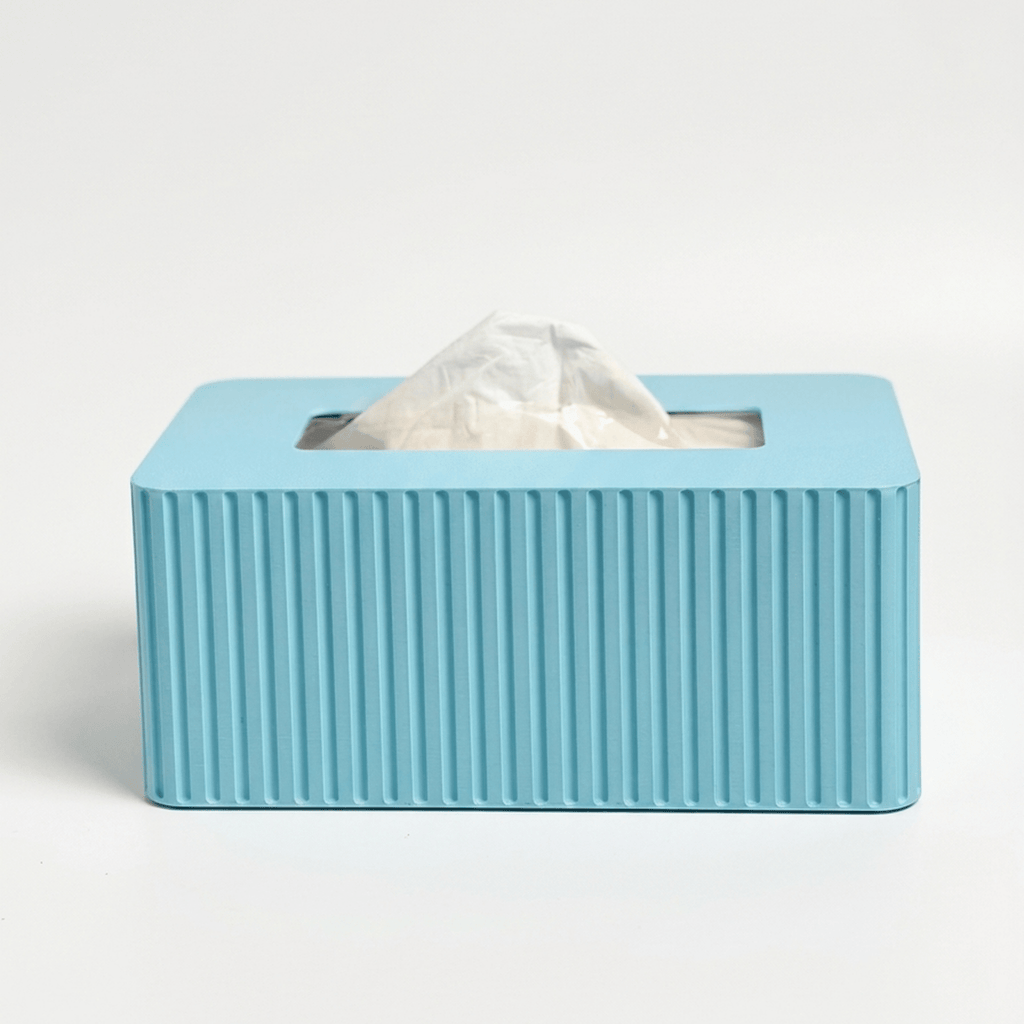 Standard-size MIDTWENTY fluted Kleenex box cover for sizing reference